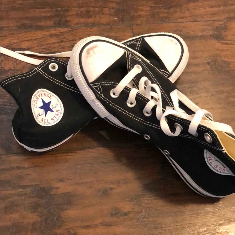 Black, high top converse- 5.5 men’s/7.5 women